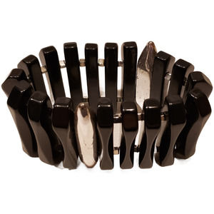 Chic Retro Vibes: Vintage Black and Silver Bar Stretch Bracelet